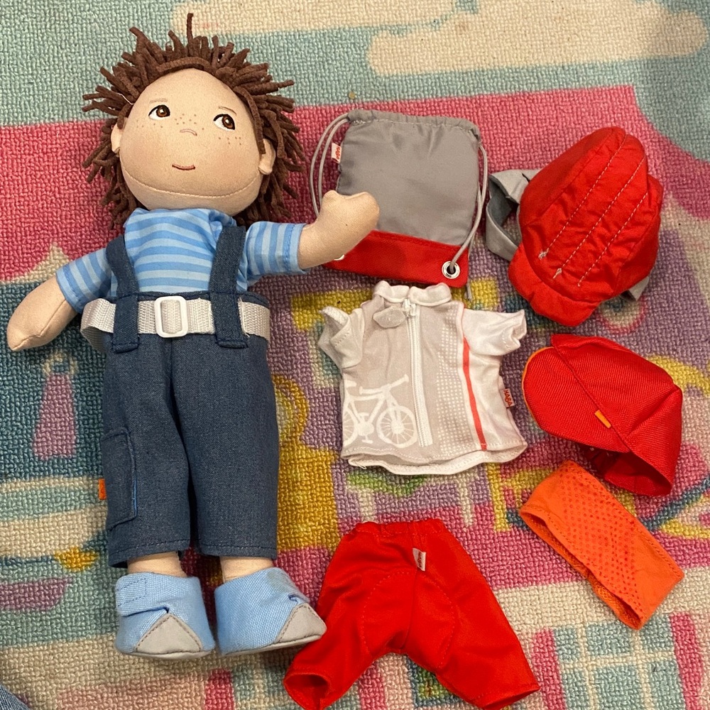 Striped Shirt Plush Doll with Red Accessories